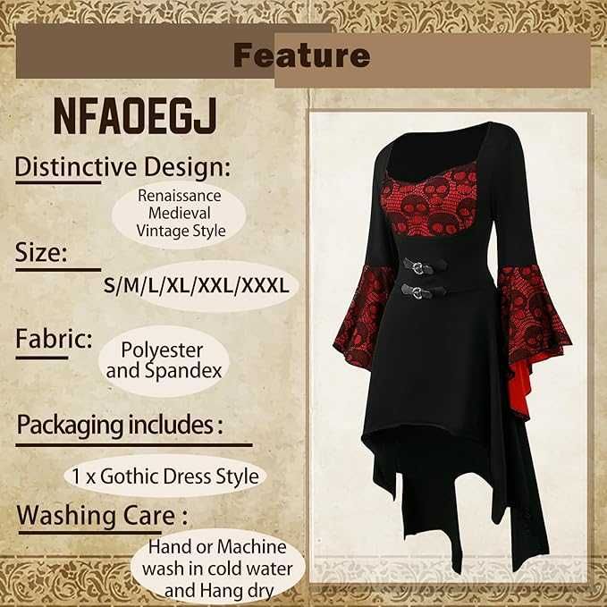 Tradycyjny Irlandzki Strój Dla Kobiet Renesansowy Rozm.S