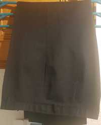 Calças de senhora de pinças cinza escuro T46