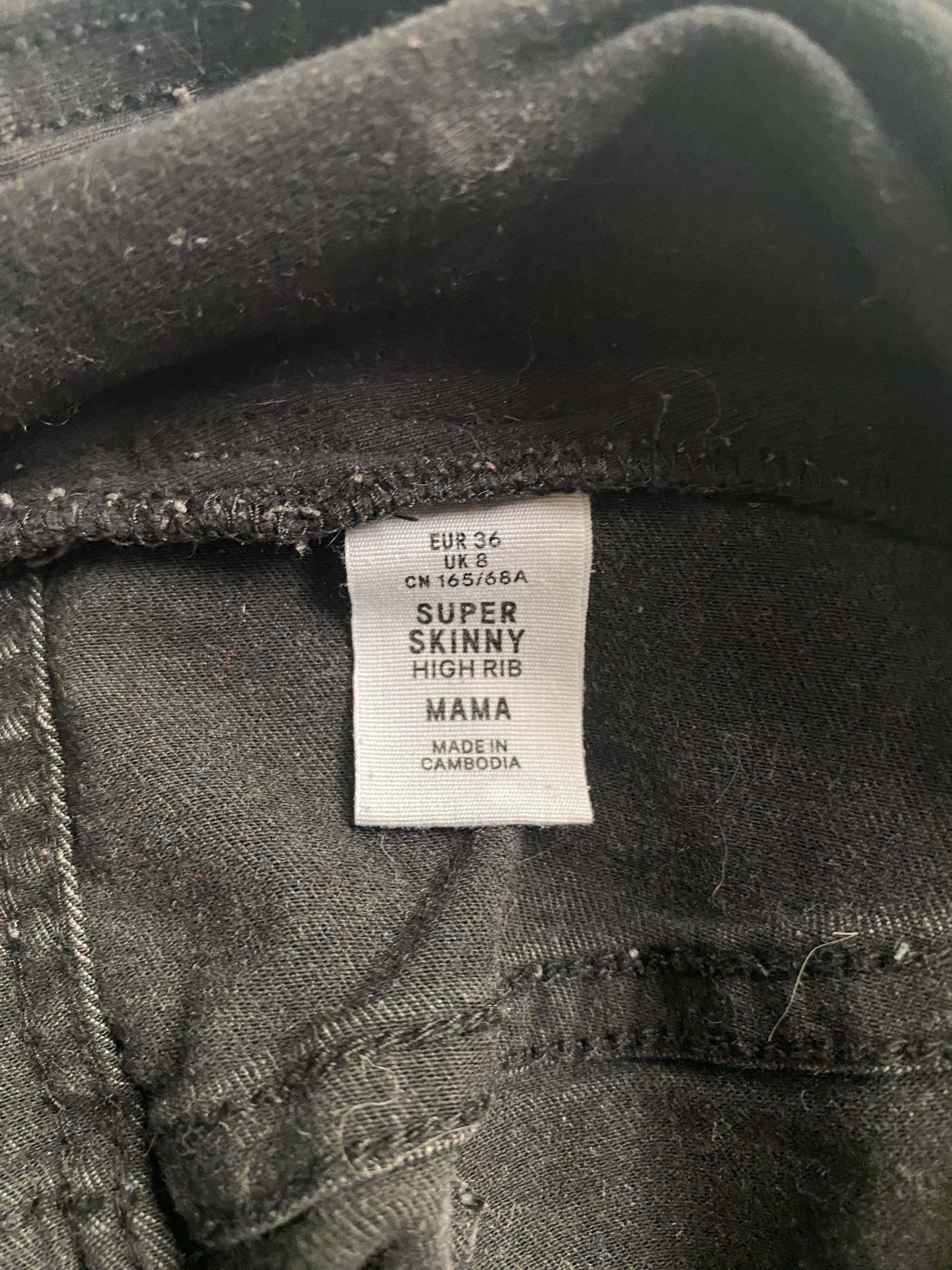 Spodnie ciążowe jeansy H&M SUPER SKINNY HIGH RIB MAMA 36