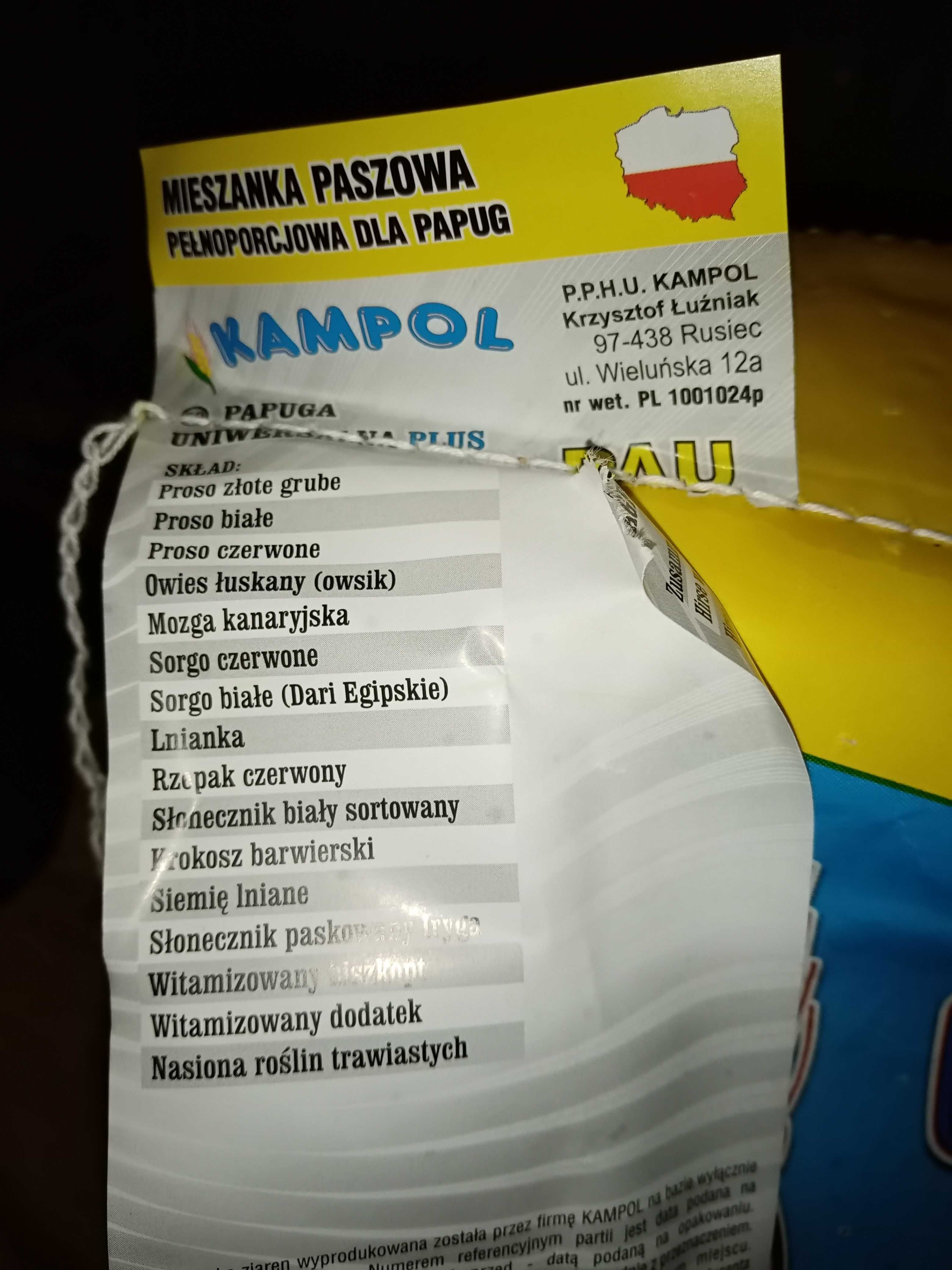 Karma dla papug papuga uniwersalna PAU 10kg