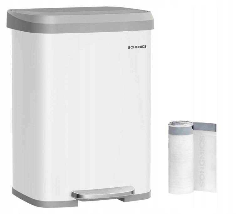 SONGMICS Kosz na śmieci kuchenne, kosz na śmieci 50 litrów LTB530W03