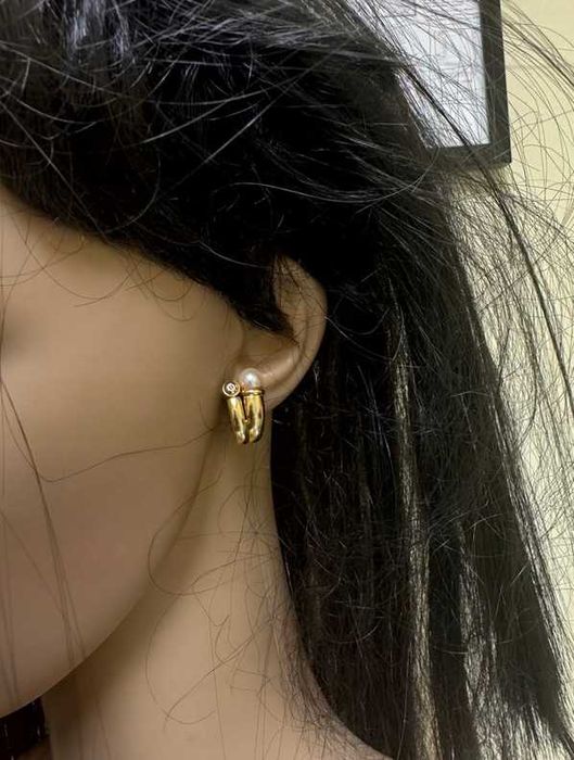 Eleganckie Złote Kolczyki SZTYFT PERŁA ZŁOTO p.585