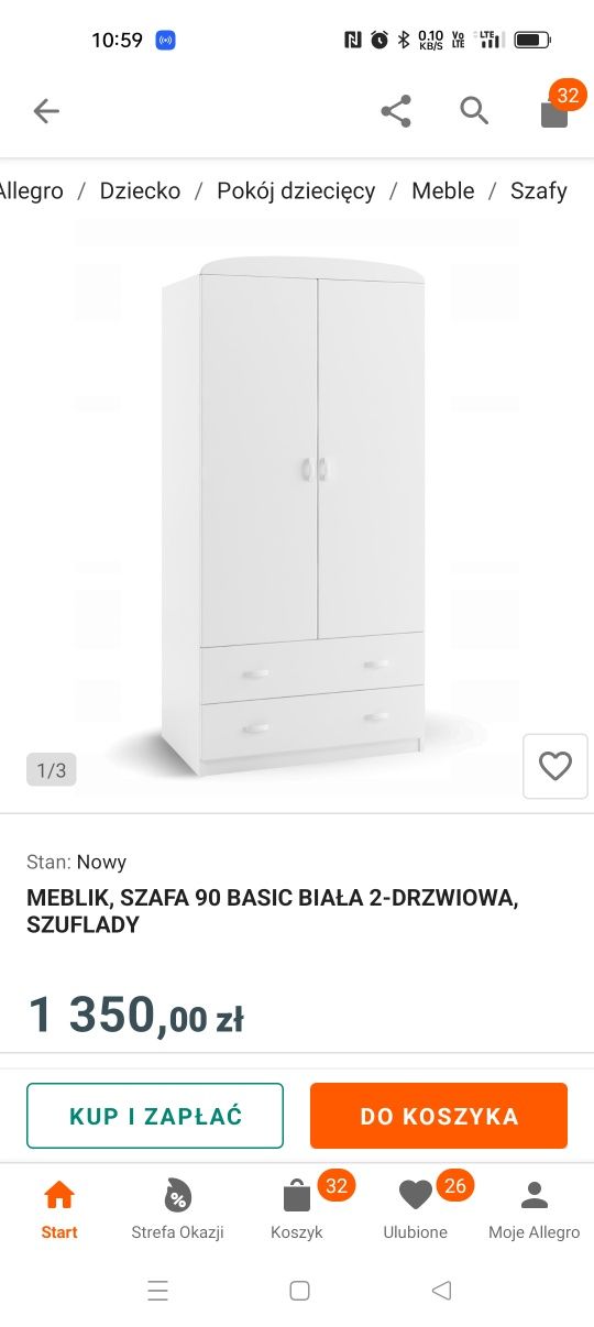 Szafa dziecięca model Basic (biała) kupiona w MEBLIKU