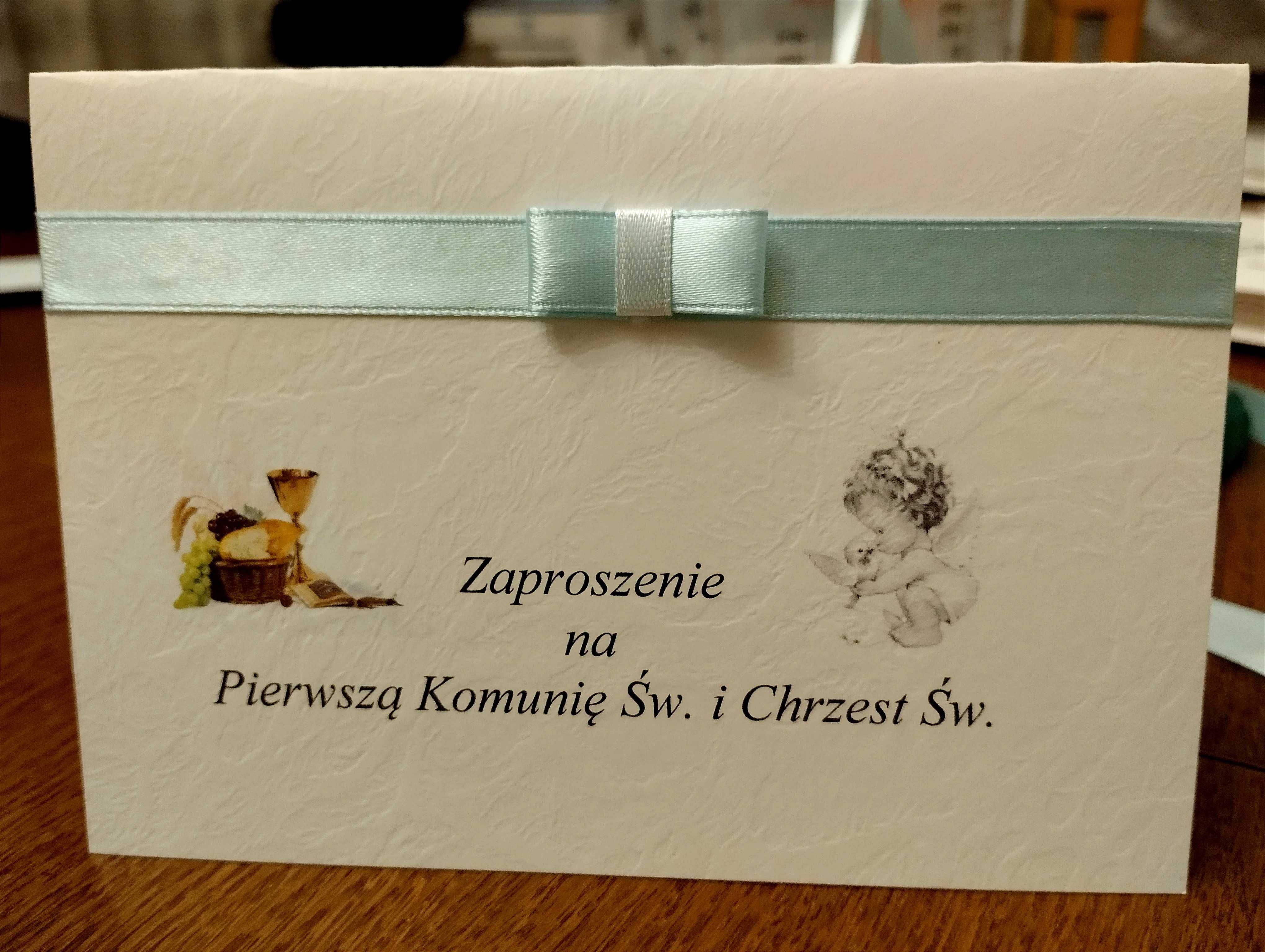 Zaproszenia na Chrzest Święty Komunię zaproszenie 2 w 1 Komunia