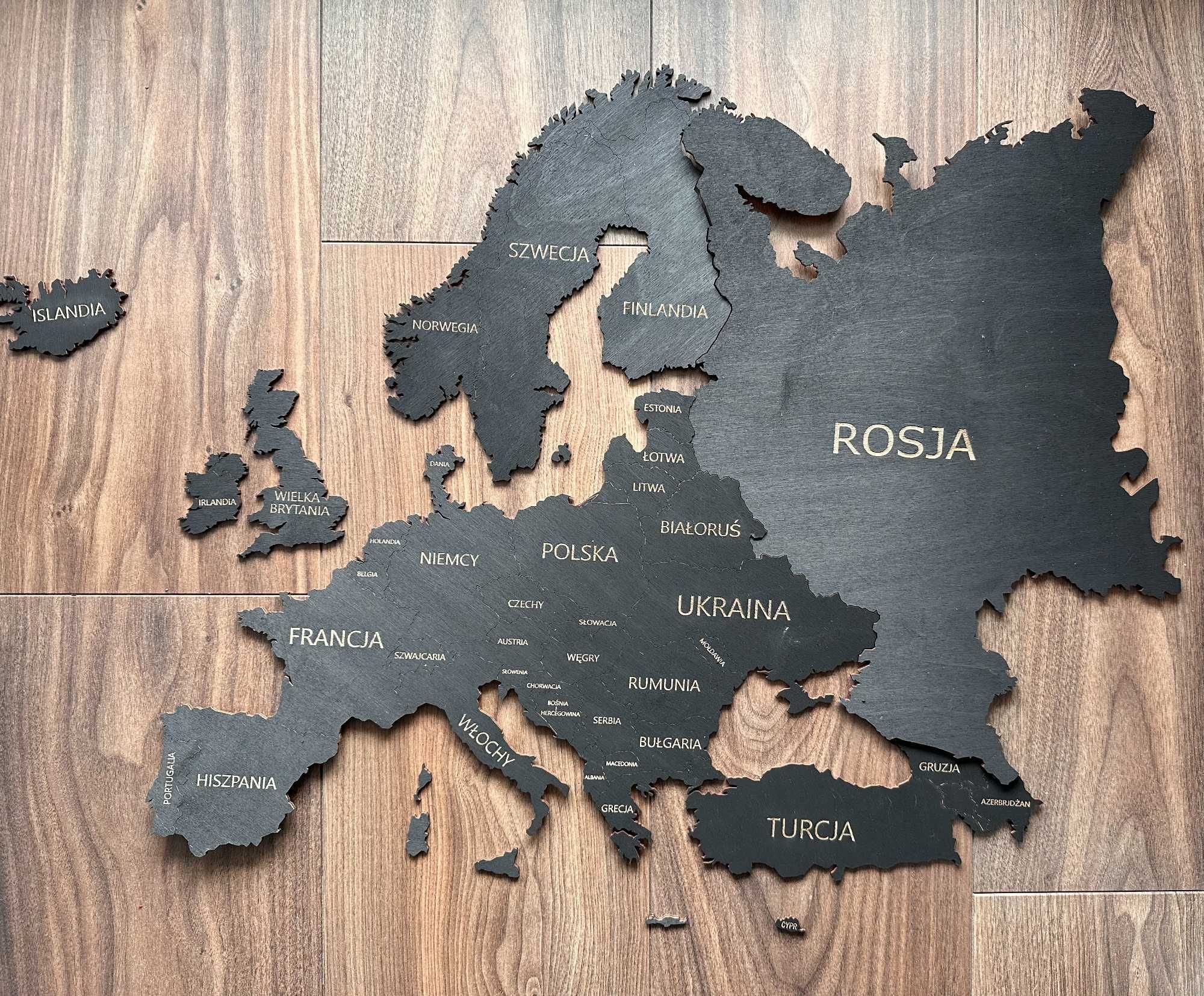 Nowa mapa Europy 85 cm czarna