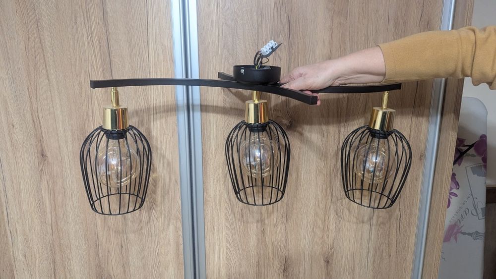 Lampa sufitowa czarna złota