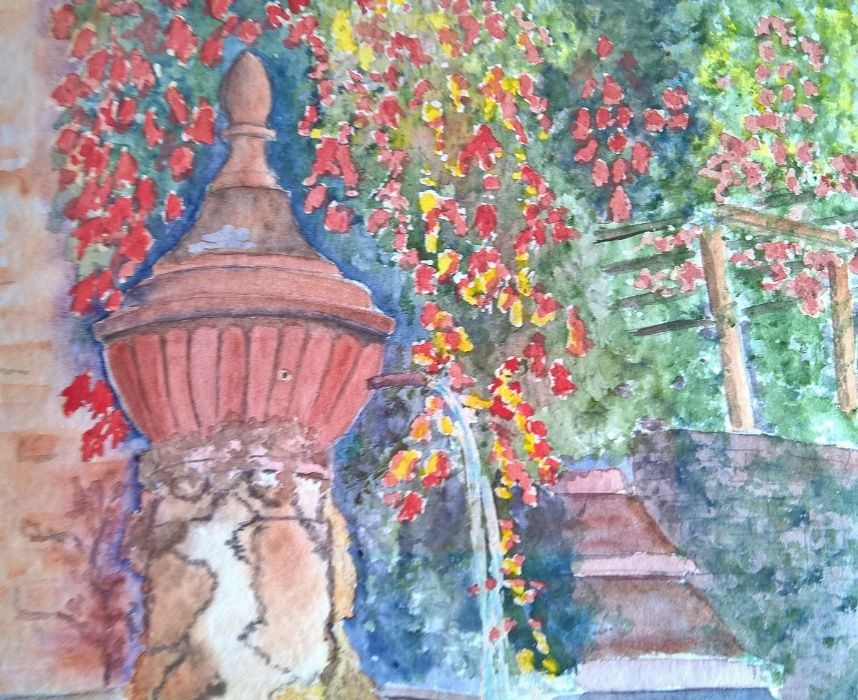 Quadro de aguarela da artista/pintora francesa JAN HOS.