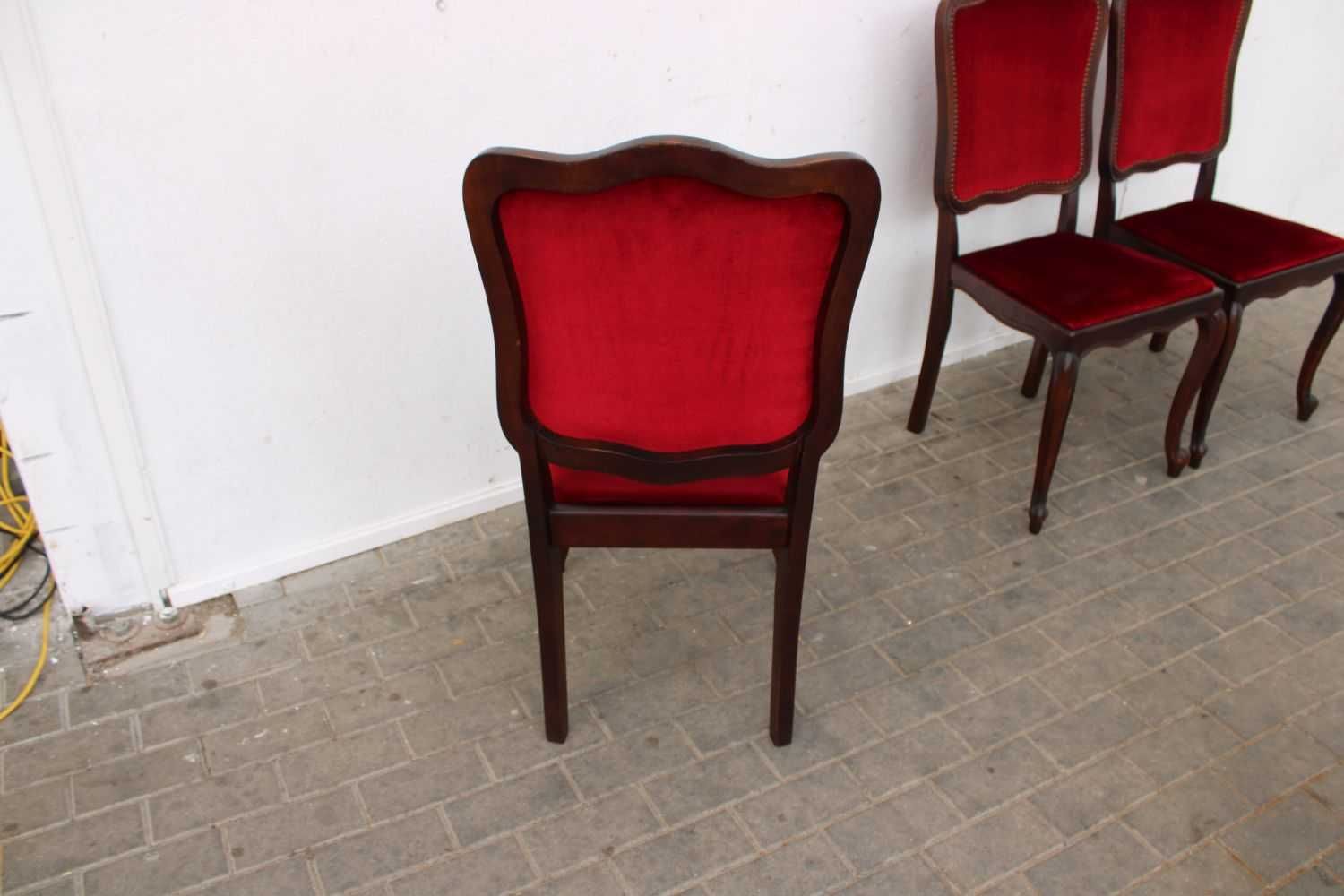Ciemny tapicerowany komplet 6 krzeseł ludwikowskich 370