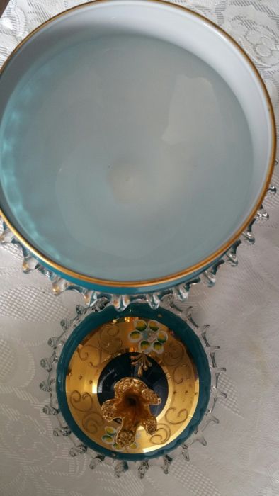 Copa cristal murano pintura oro anos 60