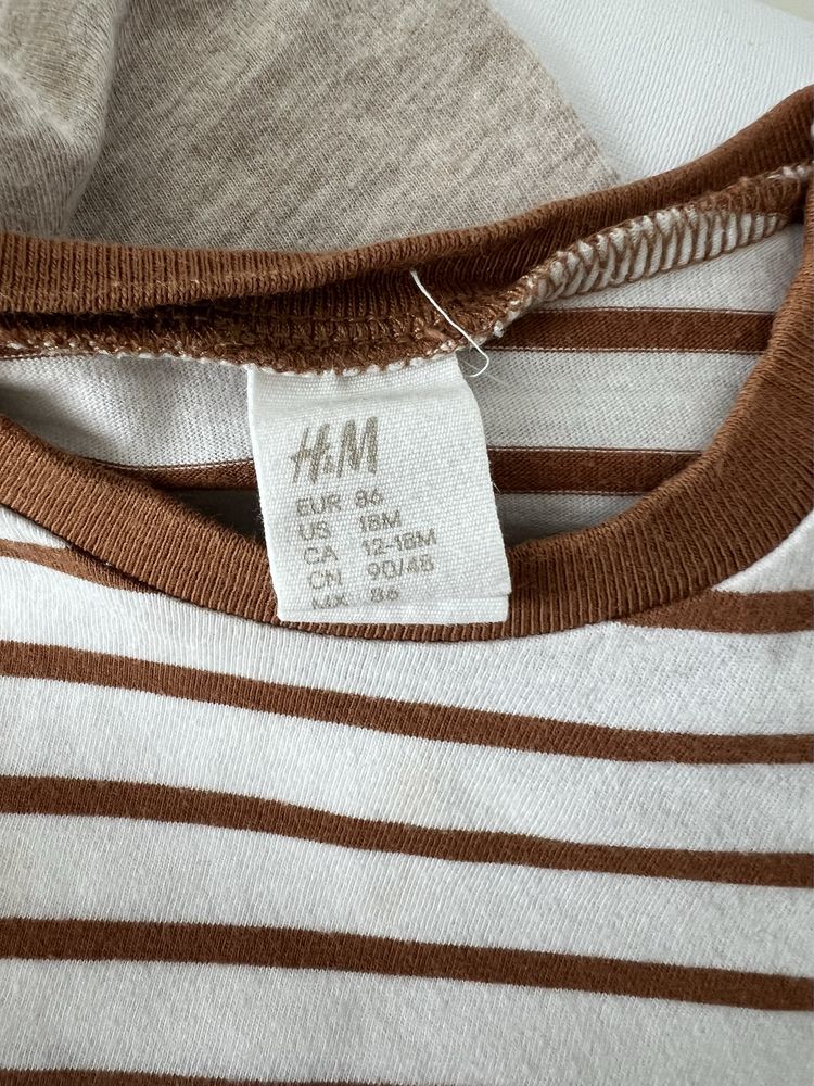 zestaw bluzek z długim rękawem+spodnie H&M r. 86