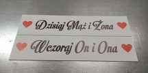 Tablice biało czarne Wczoraj On i Ona Dzisiaj Mąż i Żona wodoodporne