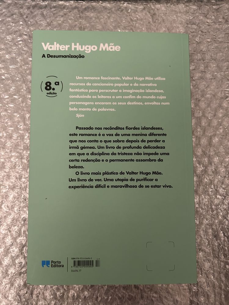 Livro "A Desumanização" de Valter Hugo Mãe