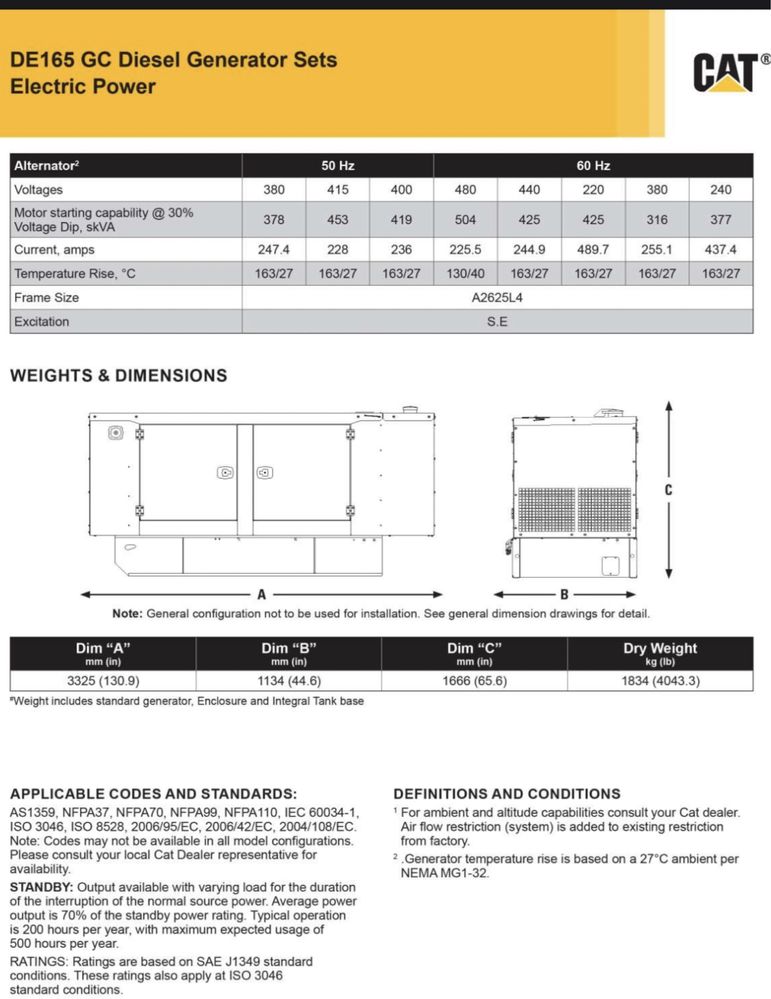 Дизельний генератор CAT DE165 GC Caterpillar