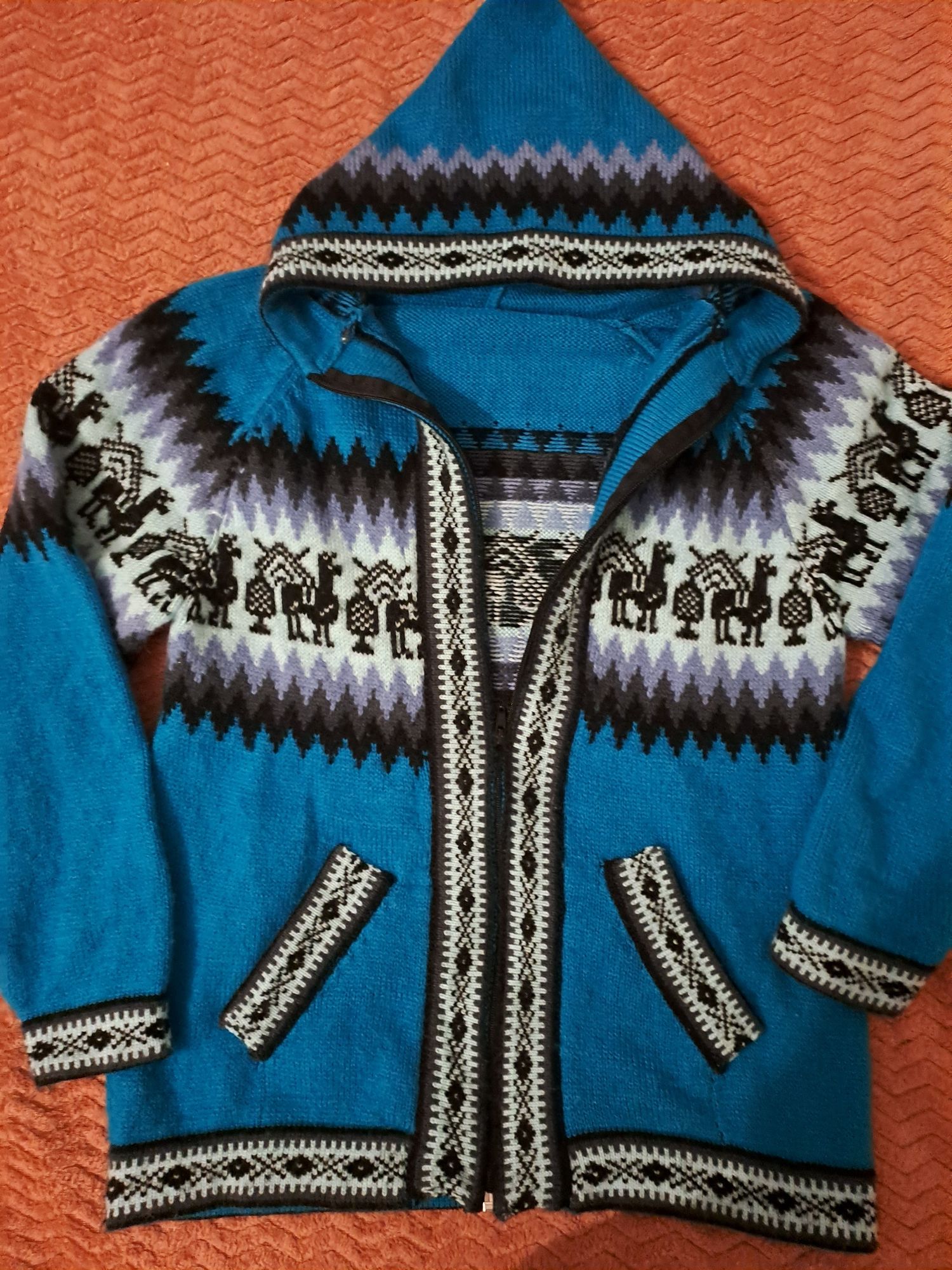 Niebieska bluza wzór boho S/M