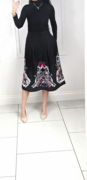 Ivko Lniana Spódnica Damska 38 len haft