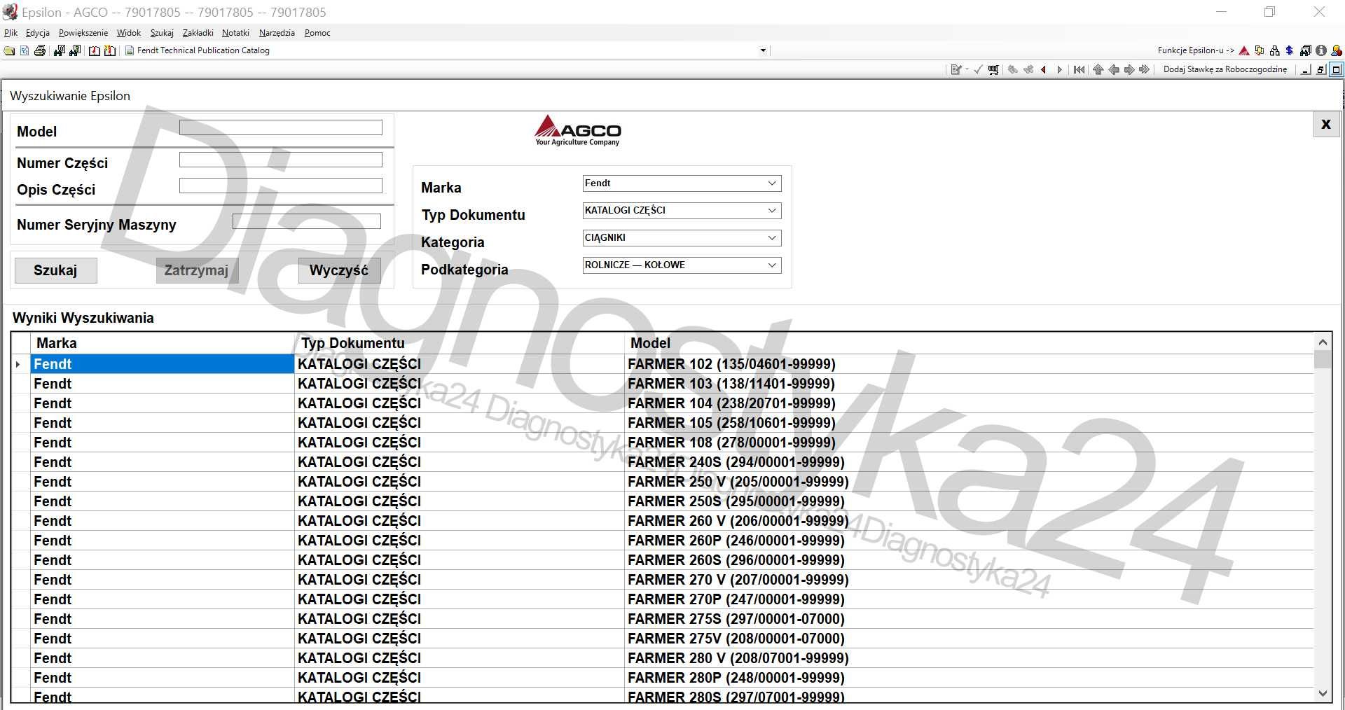 AGCO Epsilon 2023 Katalog Części Schematy Napraw Fendt Massey Ferguson