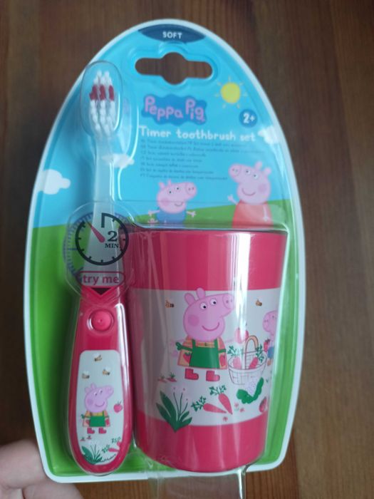 Szczoteczka i kubek zestaw Świnka Peppa Soft Nowe
