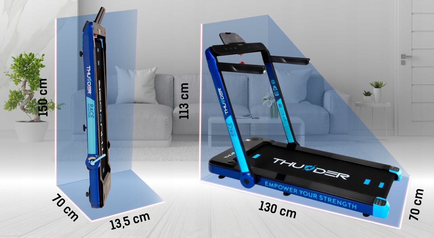 Domowa BIEŻNIA Elektryczna treningowa THUNDER-RACE 130KG