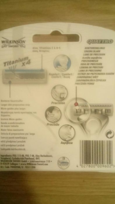 Wilkinson quattro titanium 4 ostrza + trymer - wklad 4 sztuki - nowy
