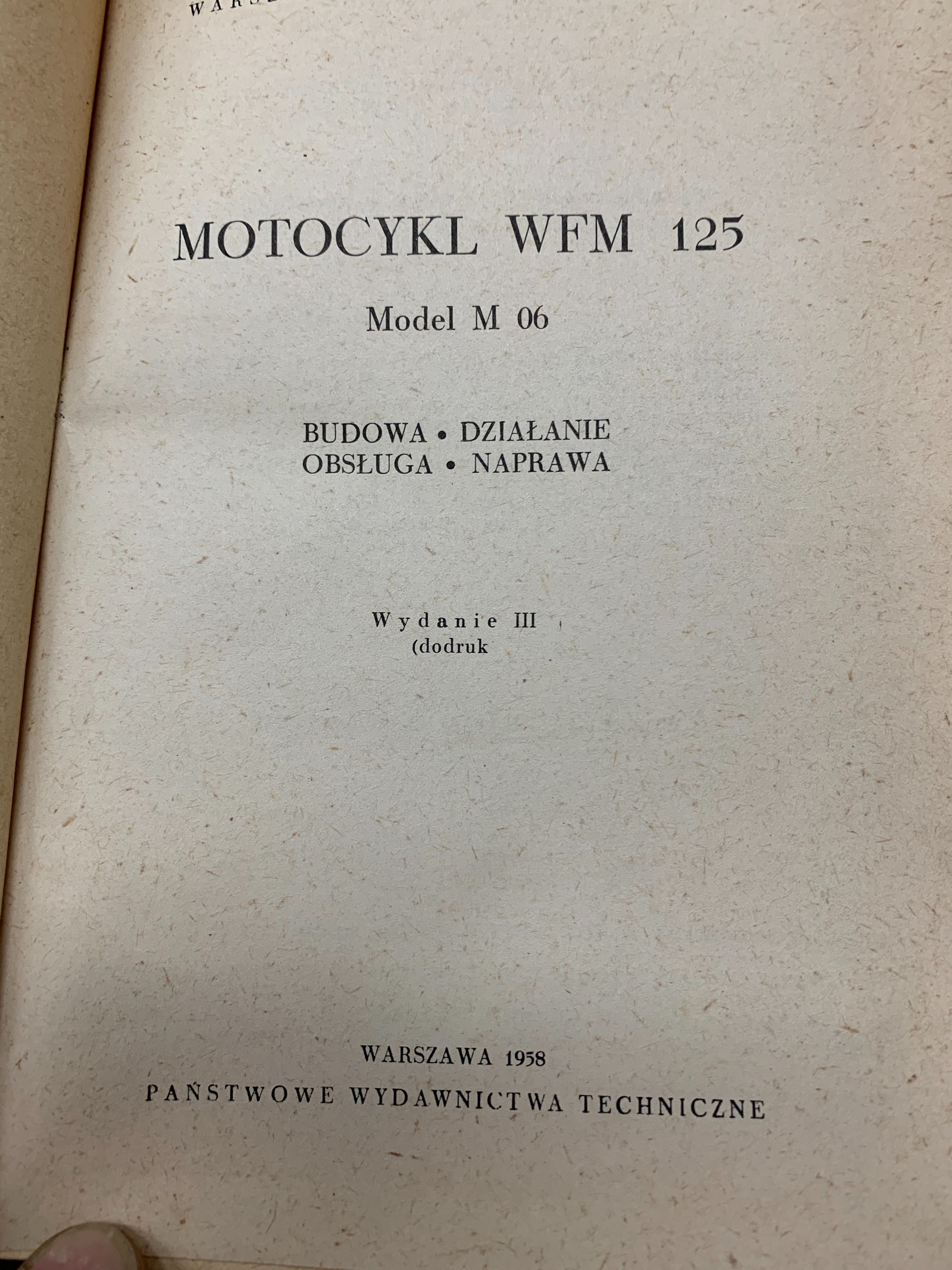 Instrukcja obsługi WFM M06 1958r