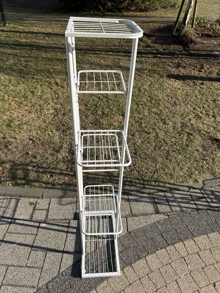 Kwietnik biały metalowy loft na 8 doniczek ogród taras składane półki