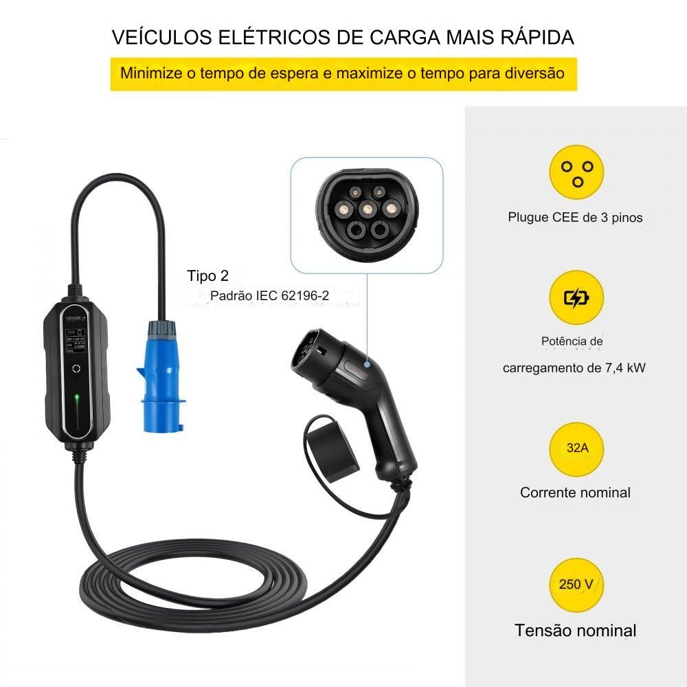 Estação de Carregamento EV (32A, 7.4kW)