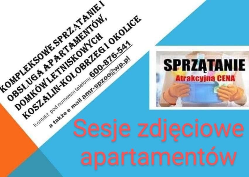Sprzątanie Apartamentów Kołobrzeg, Ustronie Morskie, Sarbinowo, Mielno
