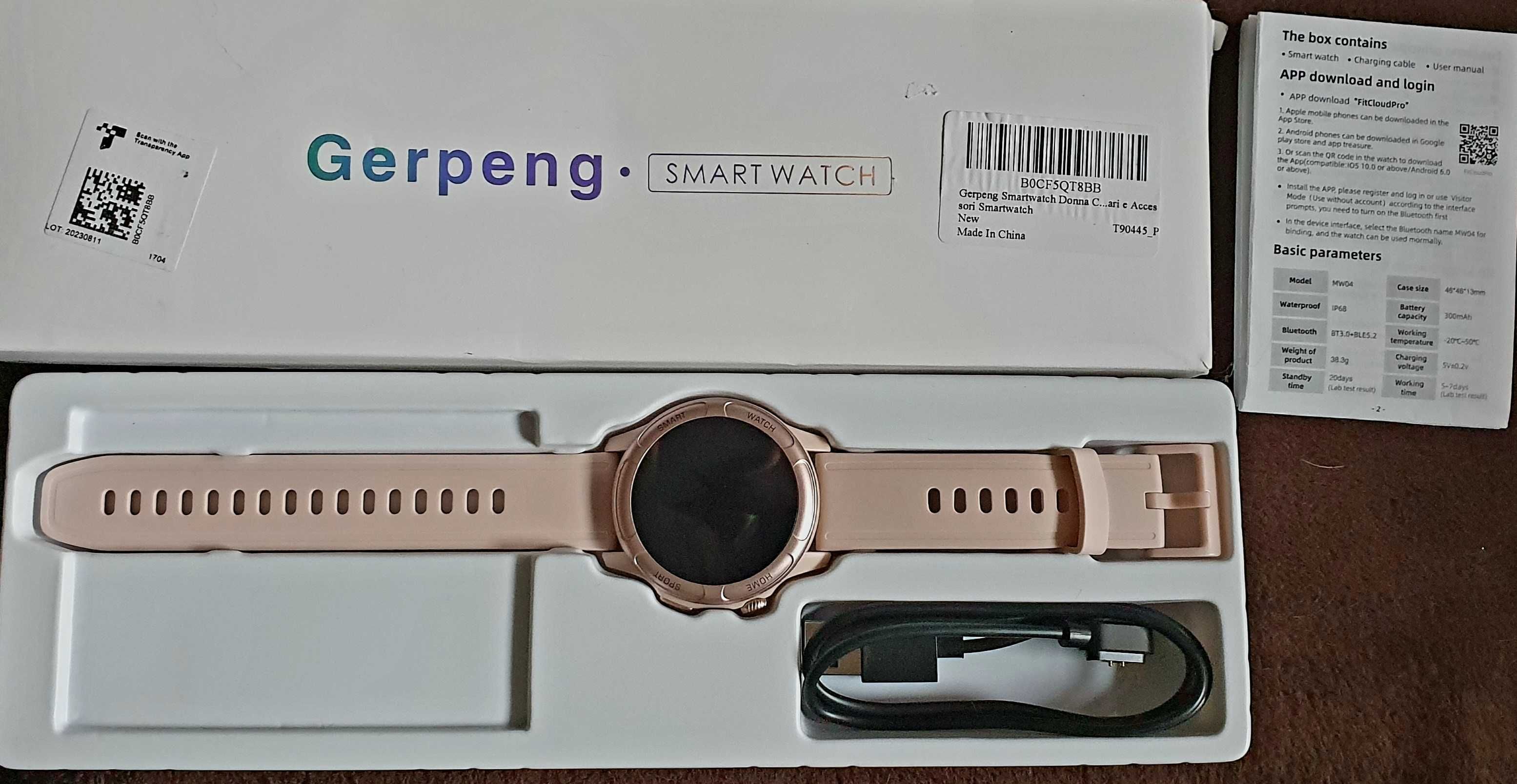 Smartwatch Gerpeng Różowy Damski Zegarek