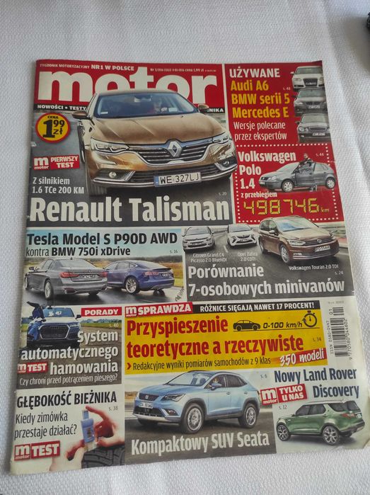 Czasopismo Motor WYSZUKAJ Auto 1/2016 Tesla 750i Juke Zafira Discovery