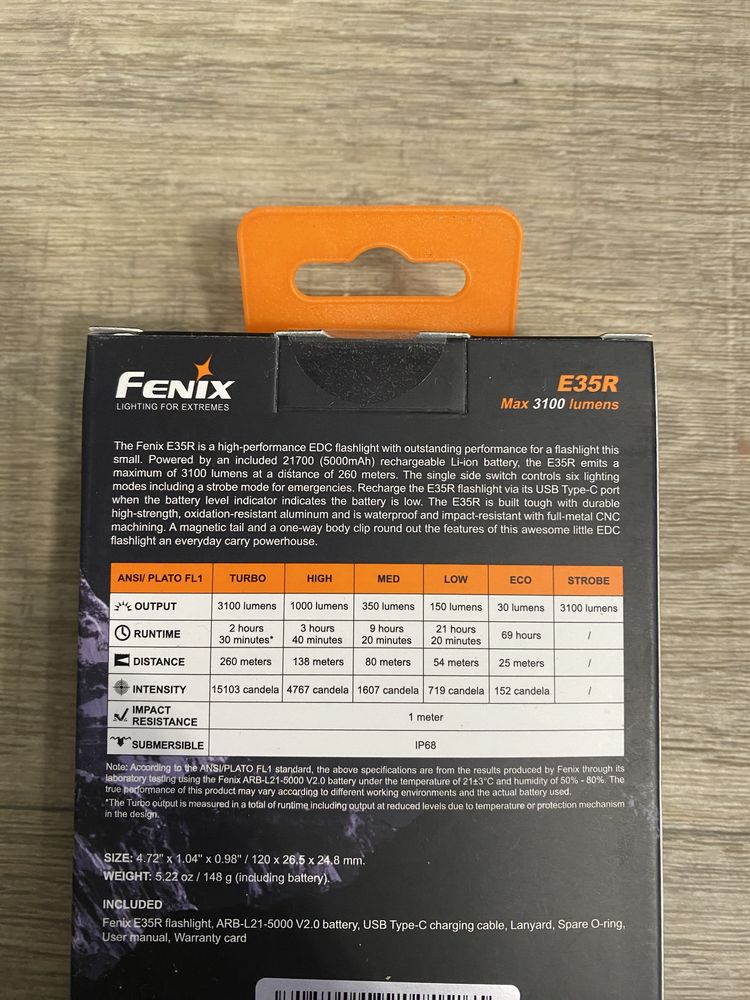 Ліхтар Fenix E35R з акумулятором