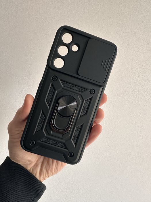 Etui Plecki Pancerne czarne + SZKŁO Cały ekran do Samsung Galaxy M35