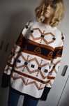 Sweter 4XL 5XL 48 gruby dzianinowy ciepły wzorzysty sweterek długi 50