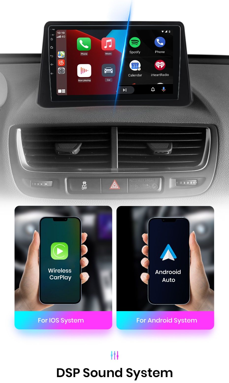 Rádio android 9" Opel Mokka 2012-16 Carplay GPS WiFi 1/32GB + CANBUS