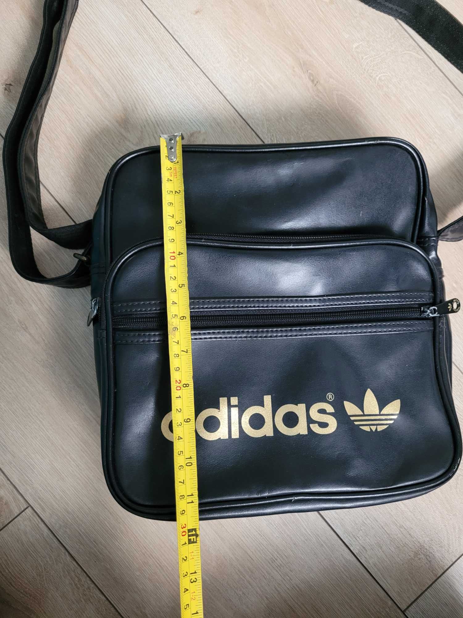 Duża torebka Adidas torba na ramię czarna złota