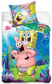 SUPER pościel SPONGEBOB KANCIASTOPORTY - 140X200 - 100% bawełna