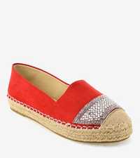 Czerwone trampki espadryle na platformie 180-6 39