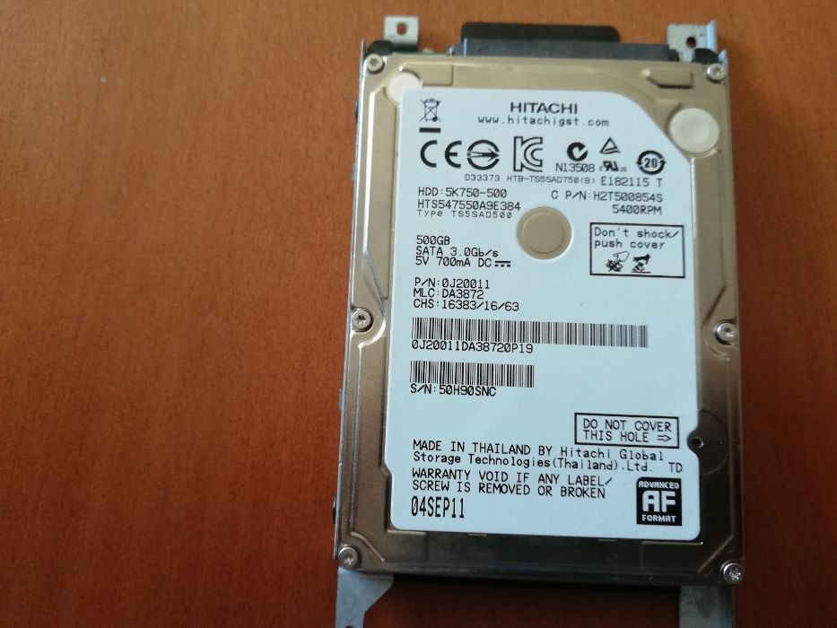 Disco Rígido Portátil HDD 2.5 Hitachi Sata 500 GB 5400 RPM