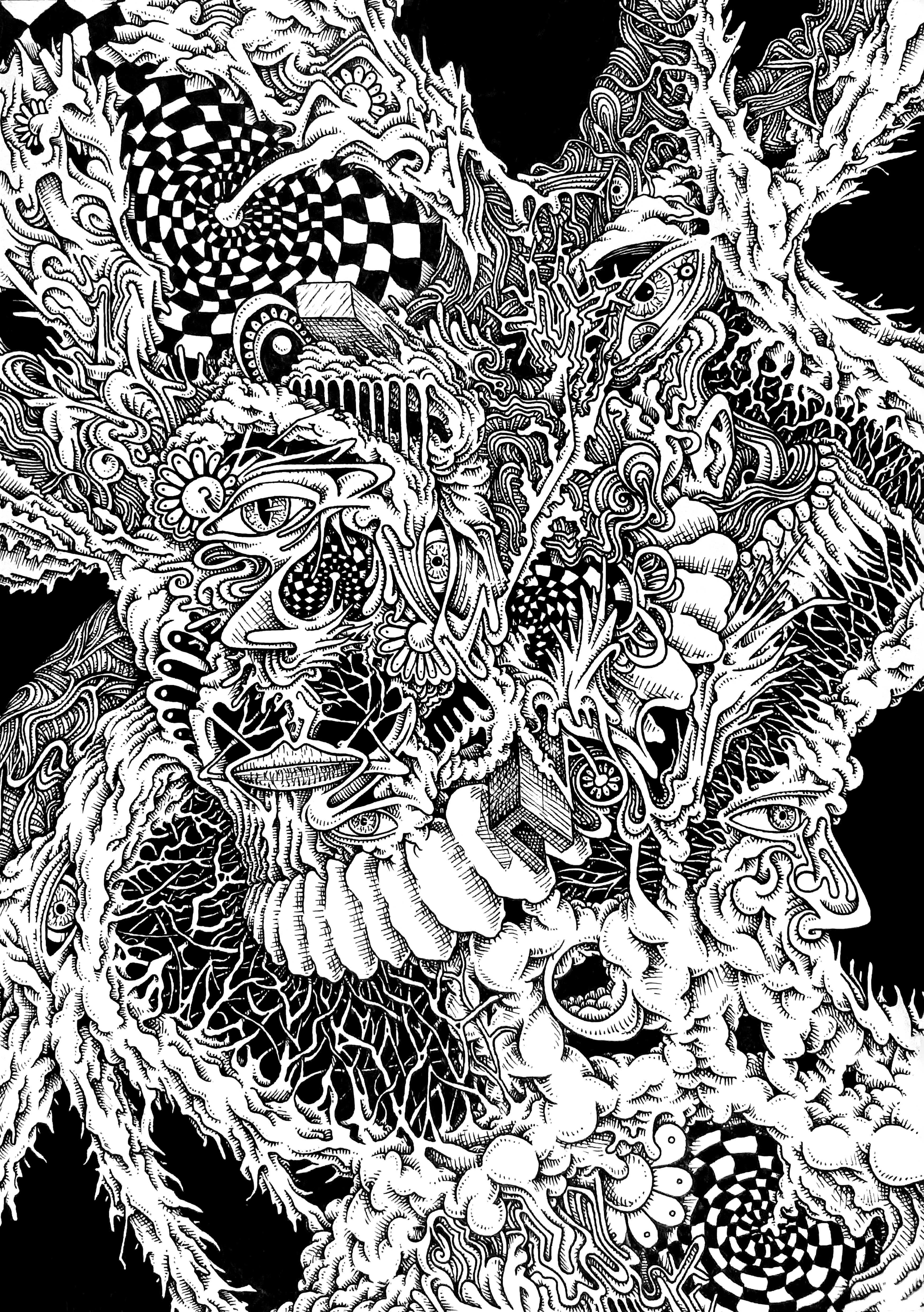 Obraz "WEWNĄTRZ" 40x30 Abstrakcja Surrealizm POLSKA oprawiona Grafika