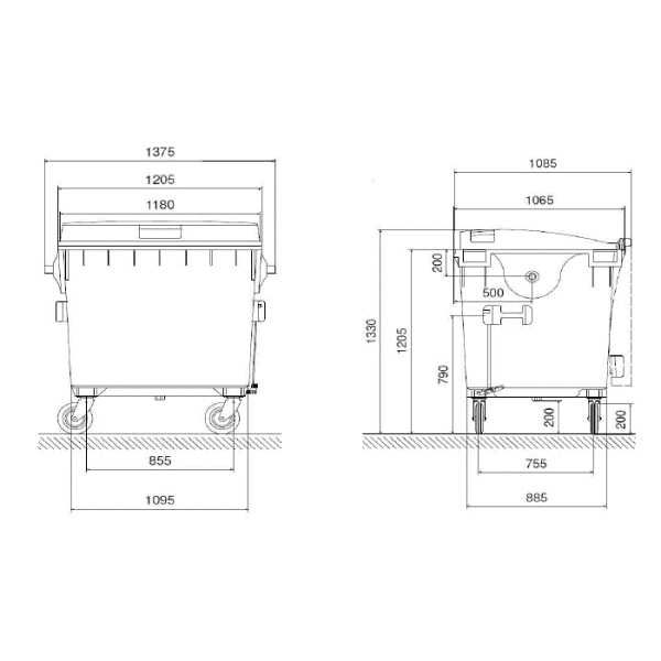 Używane pojemniki na odpady 1100l niemieckie kosze na śmieci