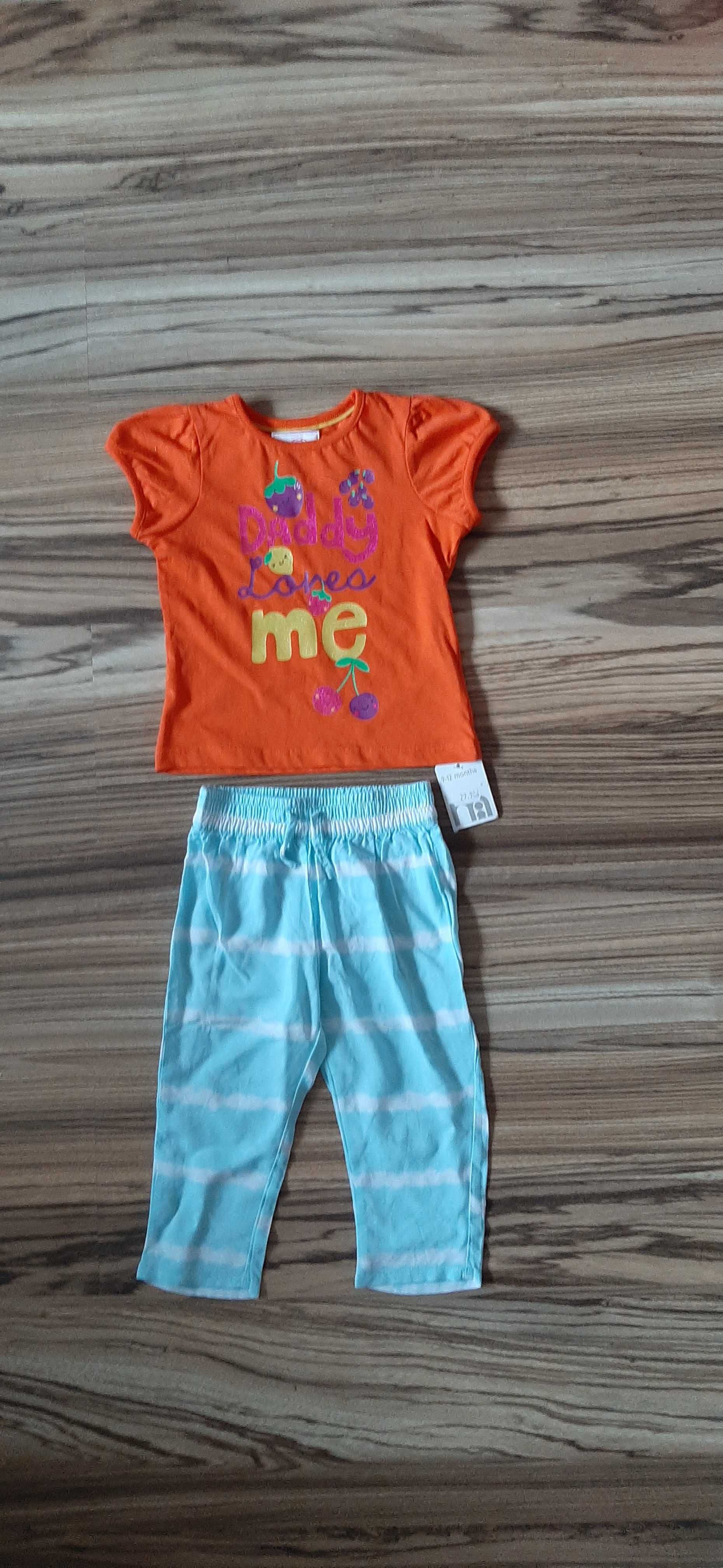 zestaw spodnie plus uroczy T-shirt na rozmiar 74/80