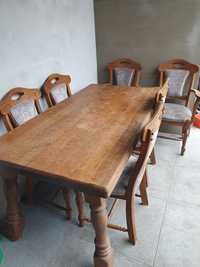 Meble dębowe stół z krzesłami