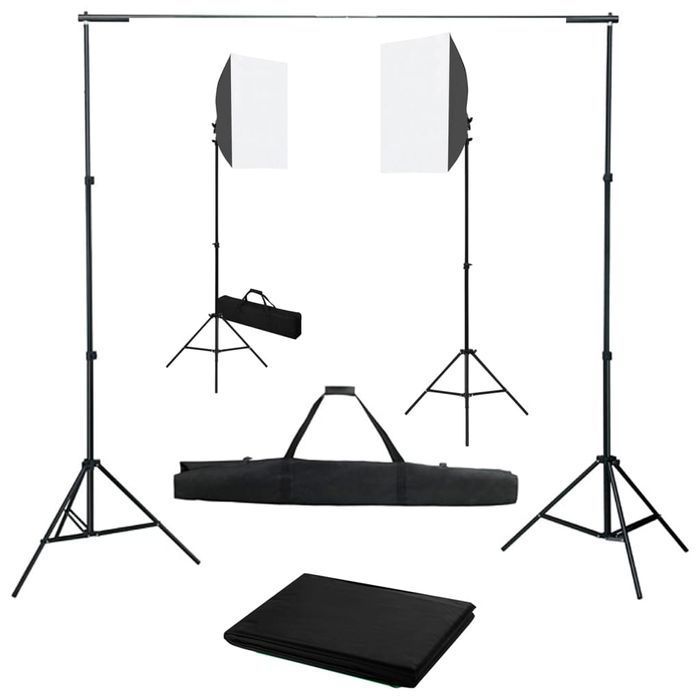 Vidaxl Fotograficzny Zestaw Studyjny Z Lampami Softbox I Tłem