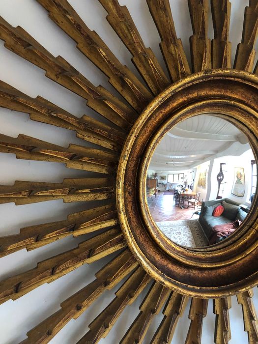 Sun Mirrors in Gold Leaf Wood, 1960s.