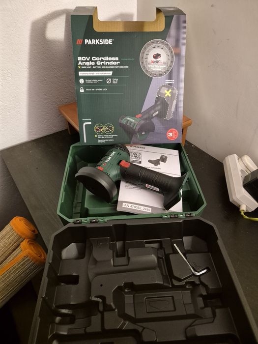 Szlifierka kątowa akumulatorowa parkside, nowa gwarancja