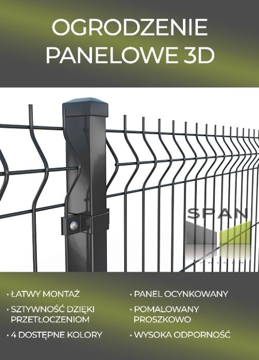 Ogrodzenie panelowe 3D drut fi 4.0 mm 250x120cm - SPAN Partner