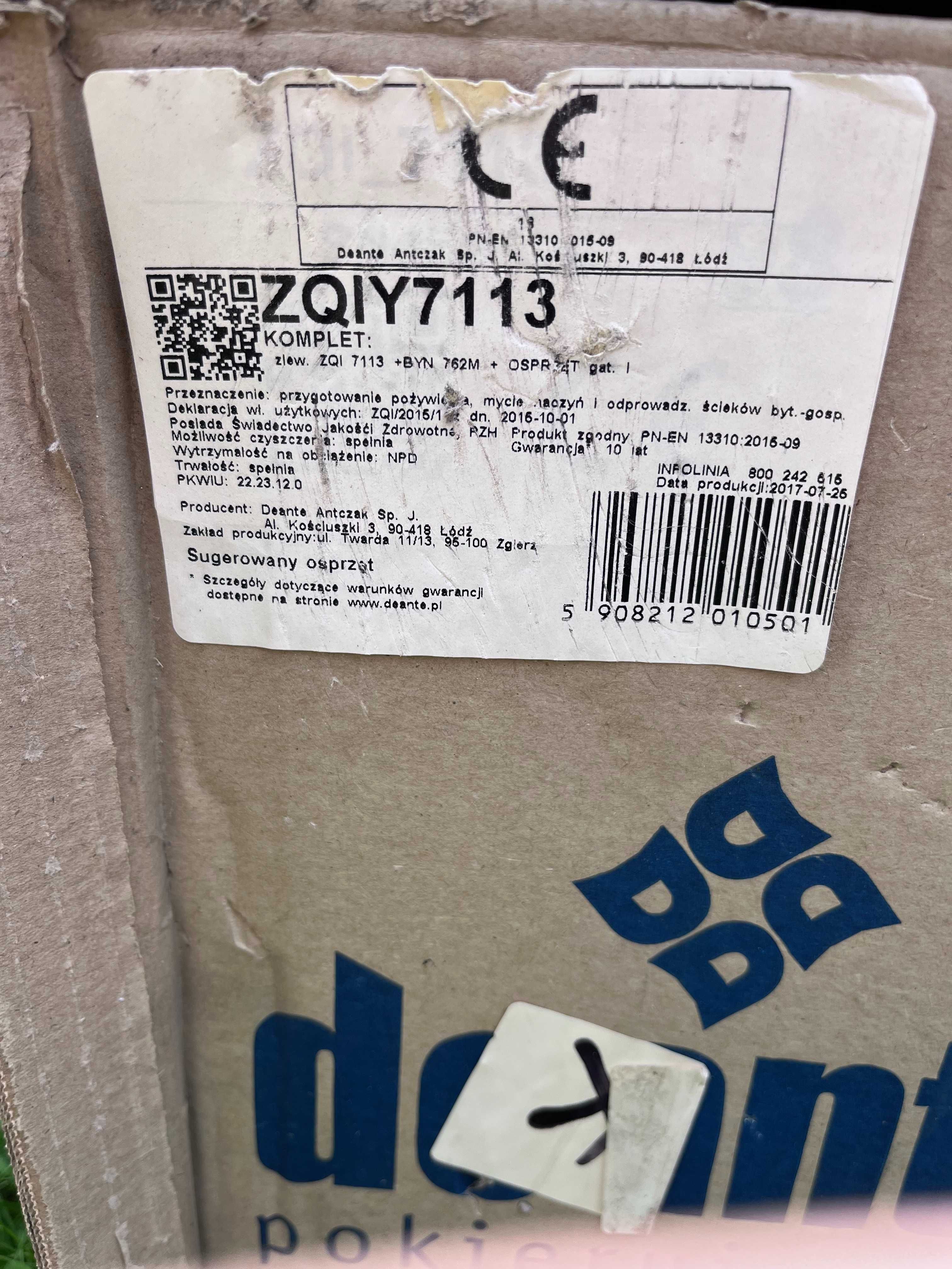 Zlewozmywak Granitowy 78x44cm Deante PIVA ZQI 7113 z BATERIĄ BYN 762M