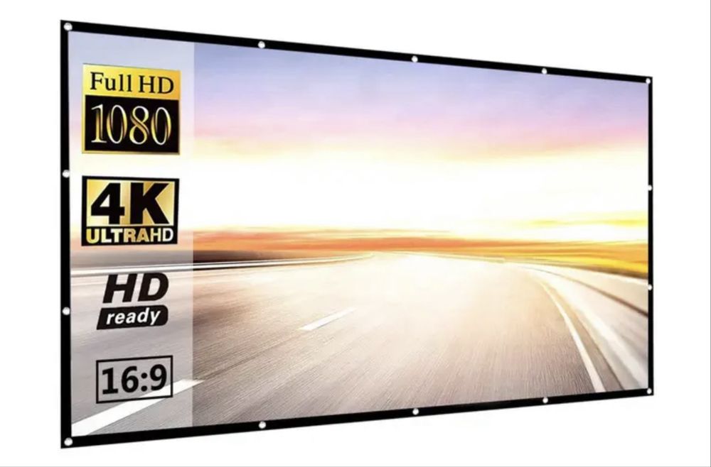 Білий світловідбивний проекційний екран 120 дюймів з люверсами