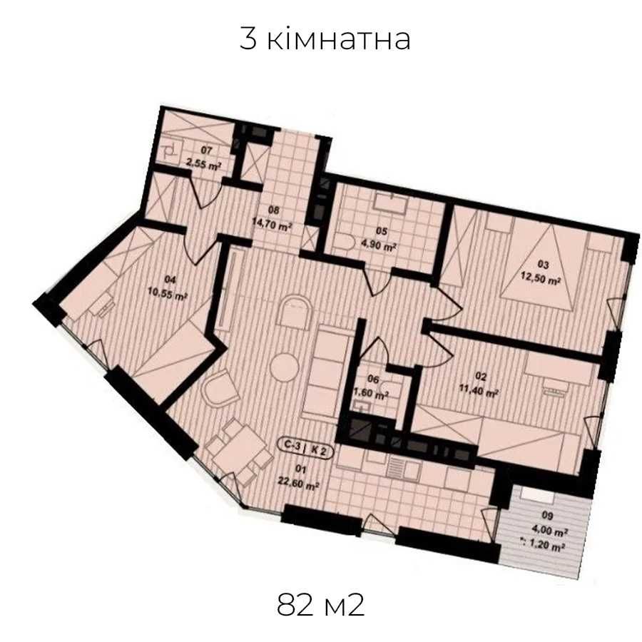 Квартира з панорамою на центр міста та річку, від забудовника