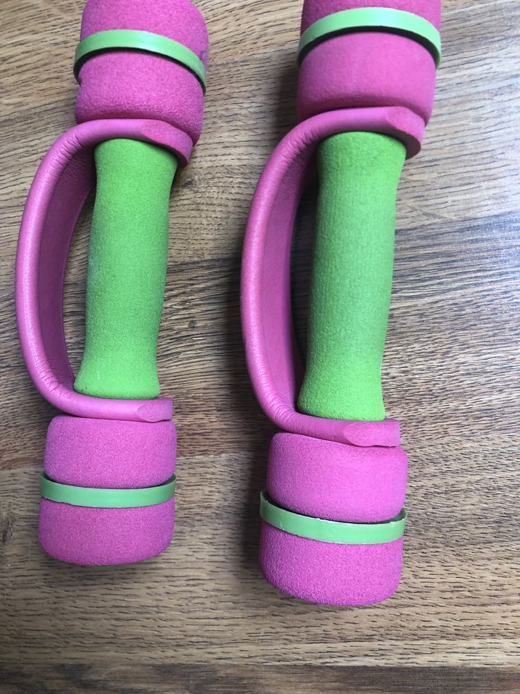 Hantle damskie z uchwytami fitness aerobik trening różowo- zielone