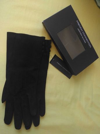 Кожаные перчатки French Connection женские из натуральной замшы